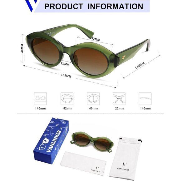 Polarized Trendy Thick Oval Round Sunglasses for Women Retro Shades main image 5